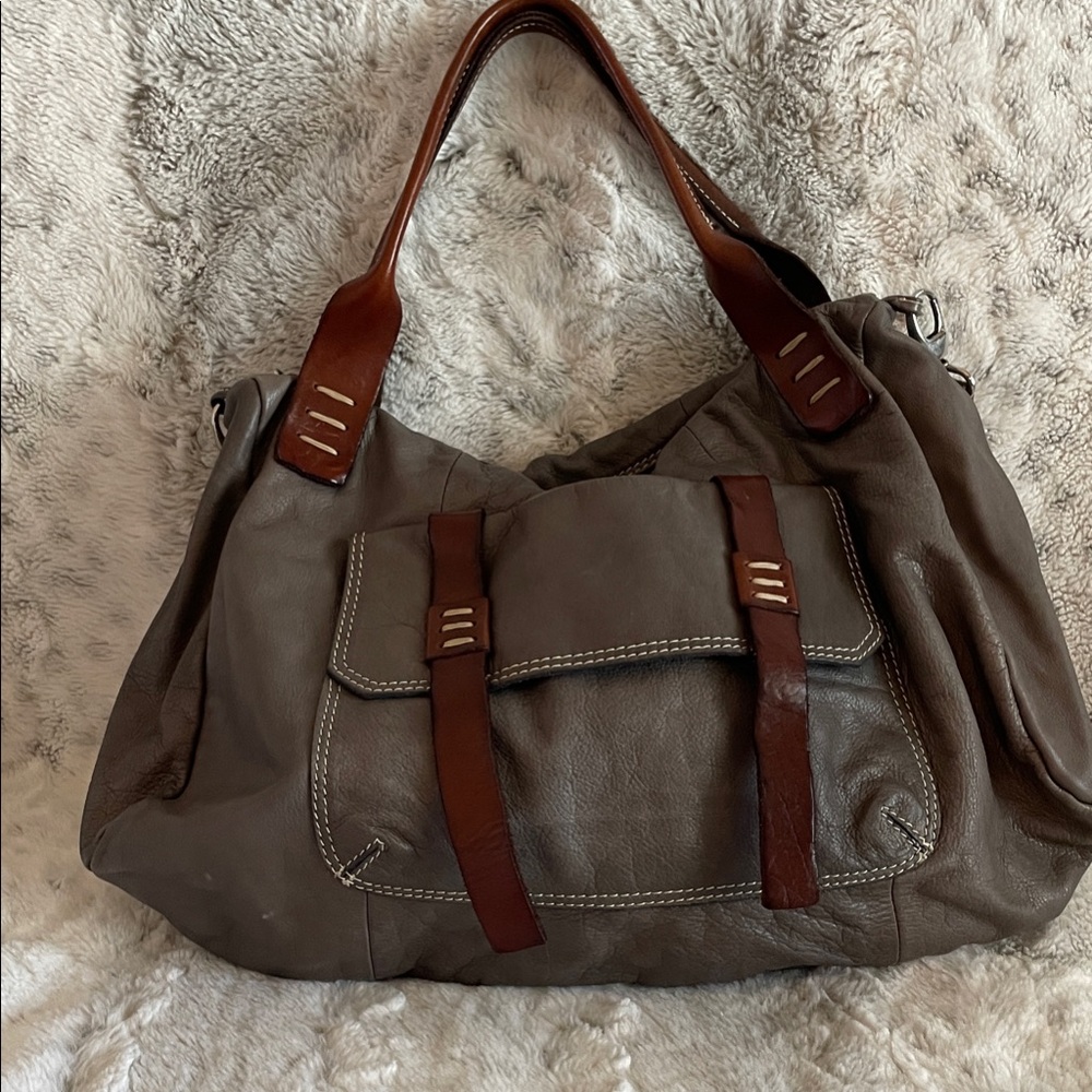 Stylish Gray and Brown Hobo Bag